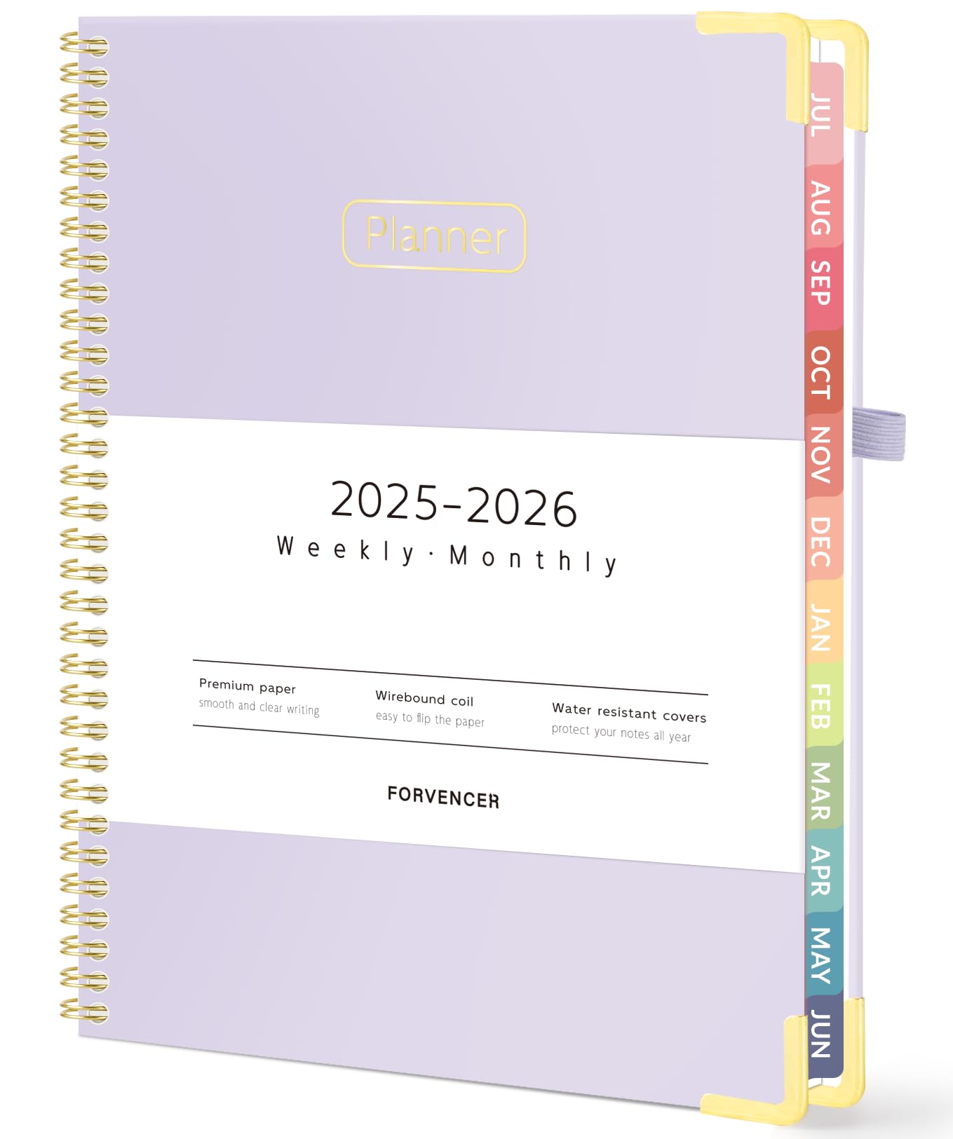 Forvencer Academic Planner 2025-2026, Hardcover Weekly & Monthly Calendar Planner, July 2025 - June 2026, 8.5" x 11", Daily Agenda Book with Tabs, College School Organizer Notebook for Student Teacher, Black
