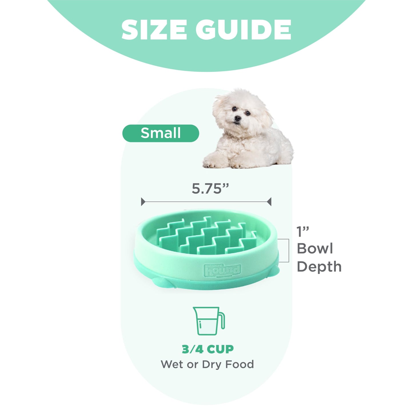 Outward Hound Fun Feeder Slo Bowl Slow Pet Feeder Bowl for Dogs in Mint Plastic