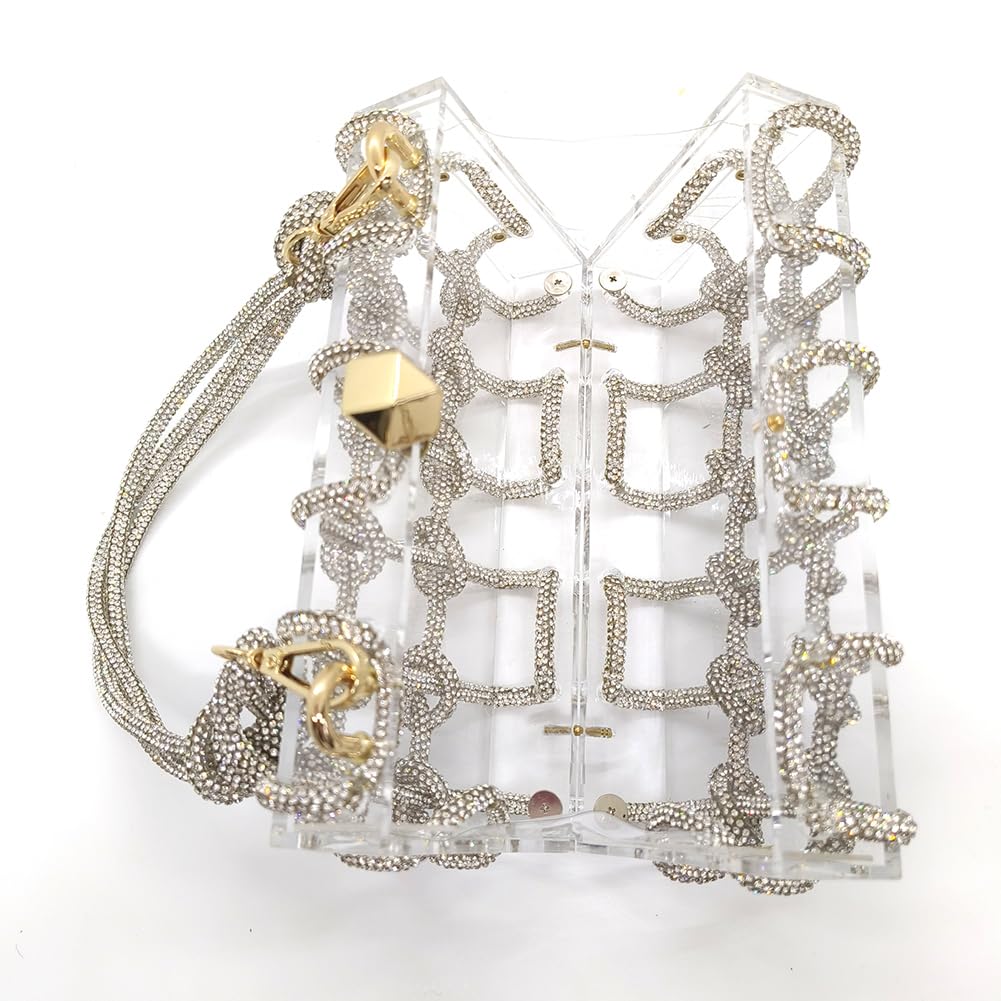 Clear Acrylic Bag Rhinestone Acrylic Clutch Crystal Evening Purses for Women Glitter Handbag for Wedding Cocktail Party Prom