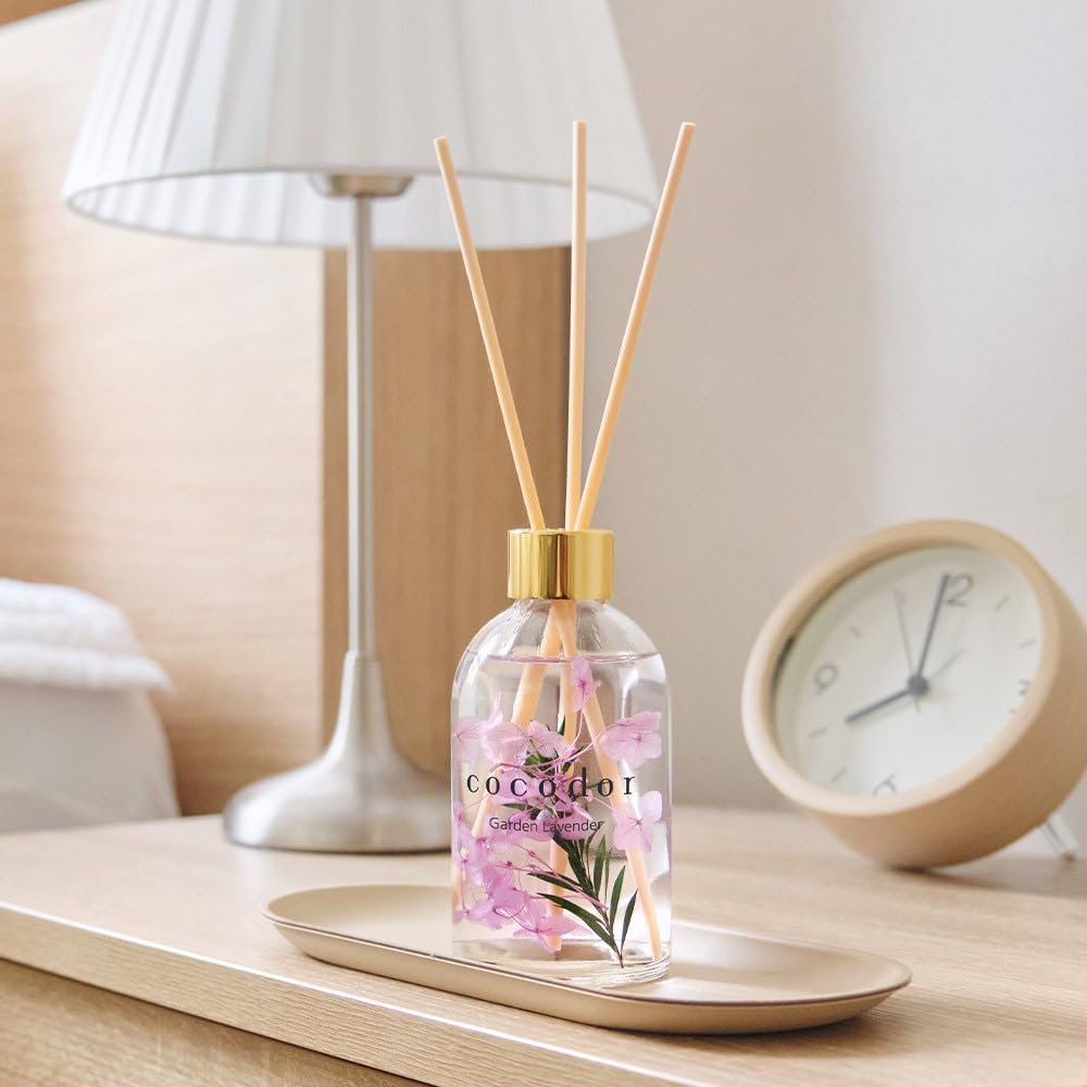 COCODOR Herbarium Reed Diffuser/White Jasmine/6.7oz(200ml)/ Fragrance Scent Essential Oil Stick Diffuser Set for Bedroom Bathroom Home Décor