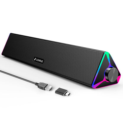 LENRUE Computer Speakers for Desktop,PC Speakers with Single USB for Power and Stereo Sound,Touch Lights Gaming Speakers Sound bar for Desktop PC Monitor Laptop(USB-C Adapter Included)
