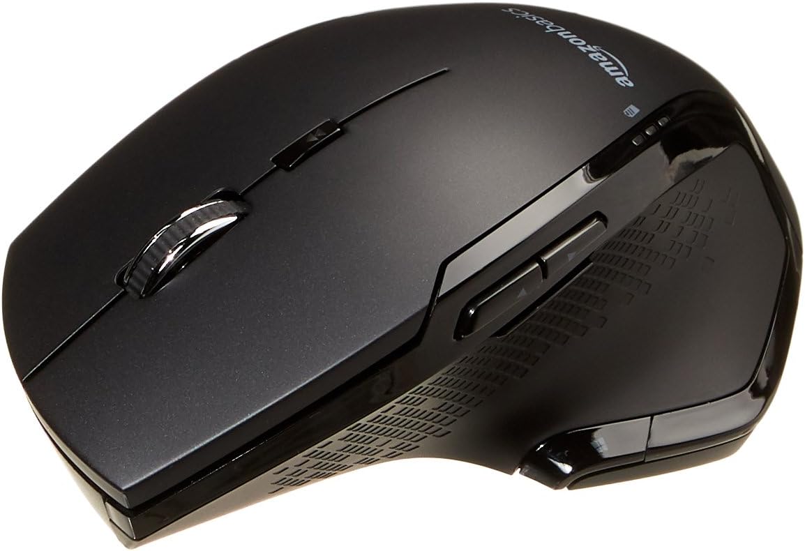 Amazon Basics Full Size Ergonomic Wireless Mouse with Fast Scrolling, Compatible with PC, Mac, Laptop - Black