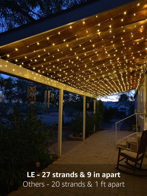 Lighting EVER 594 LED Curtain Lights, 20 x 10 ft Plug in Hanging Fairy String Lights, Wedding Party Backdrop Lights, Window Twinkle Lights for Wall, Patio, NOT Connectable (27 Strings, 9" Apart)