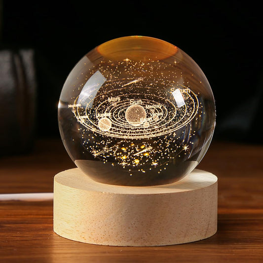 IFOLAINA 3D Solar System Crystal Ball 60mm Universe Gifts with Laser Engraved Model Astronomy Decor and Gift for Kids, Physics Enthusiasts, and Space Model Collectors