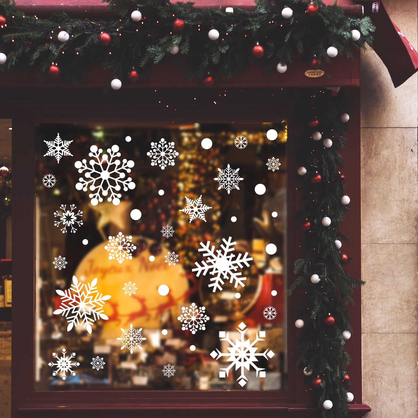 AOWDIAO Christmas Decorations 480 Pcs Snowflakes Window Clings 8 Sheets Snowflakes Decor Double-Sides Christmas Window Glass Stickers Decals for Home Party Supplies