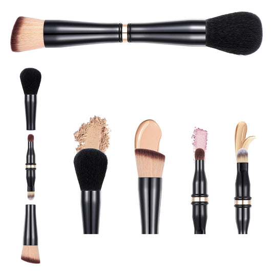 Travel Makeup Brushes Set 4-in-1 Double Ended Makeup Brush Set Eyeshadow Brush Foundation Concealer Blending Sponge for Powder Blush Eyeshadow Liquid Cream