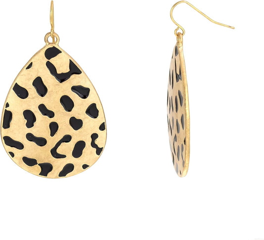 Leopard Gold Dangle Earrings for Women, Lightweight & Bold Leopard Design, Stylish Animal Print Drop Earrings
