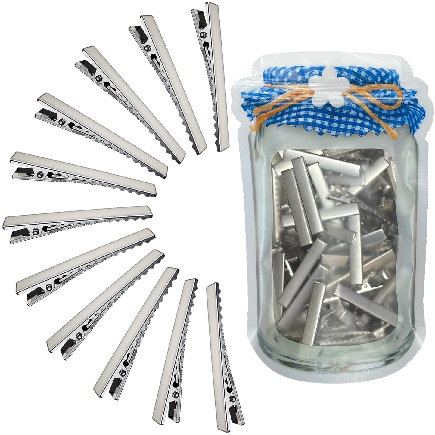 HiJeaton 90Pcs Alligator Hair Clips for Bow Making, 4.6cm/1.8" Metal Gator Clips, Large Plain DIY Supplies for Crafts and Hairdresser