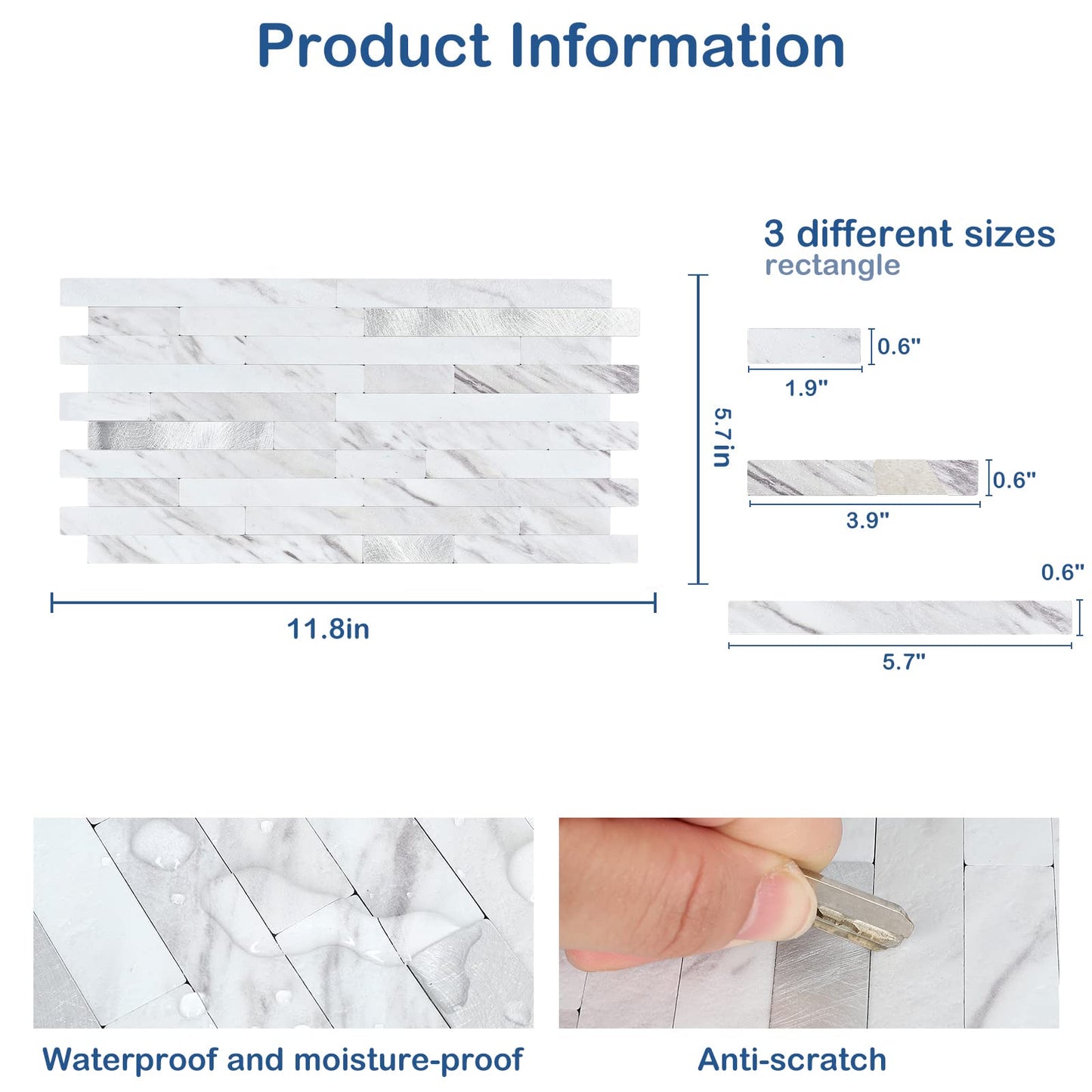 Midcard 20 Sheets Peel and Stick Backsplash PVC Wall Tile - Waterproof & Removable Self Adhesive Backsplash for Kitchen, Bathroom, Laundry Room.
