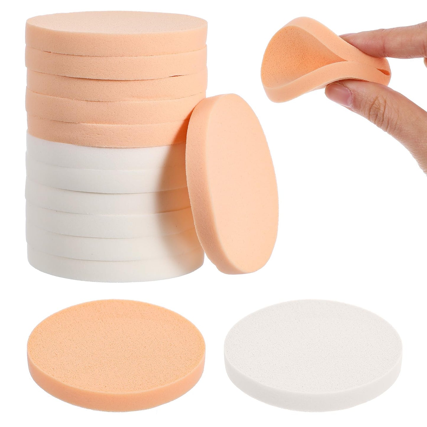12 Pcs Nude Round Make Up Sponges for Face Cosmetic Sponge Makeup Pads Powder Sponge Beauty Makeup Foundation Powders Blender for Liquid Foundation Cream Concealer, Wet and Dry Dual Use