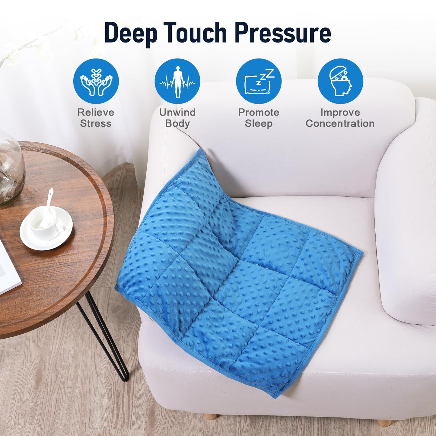 Wemore Minky Dot Weighted Blanket 3 lbs, Soft Cozy Weighted Lap Blanket for Travel and Napping, Small Weighted Blanket Slate Blue 19 x 22 inches