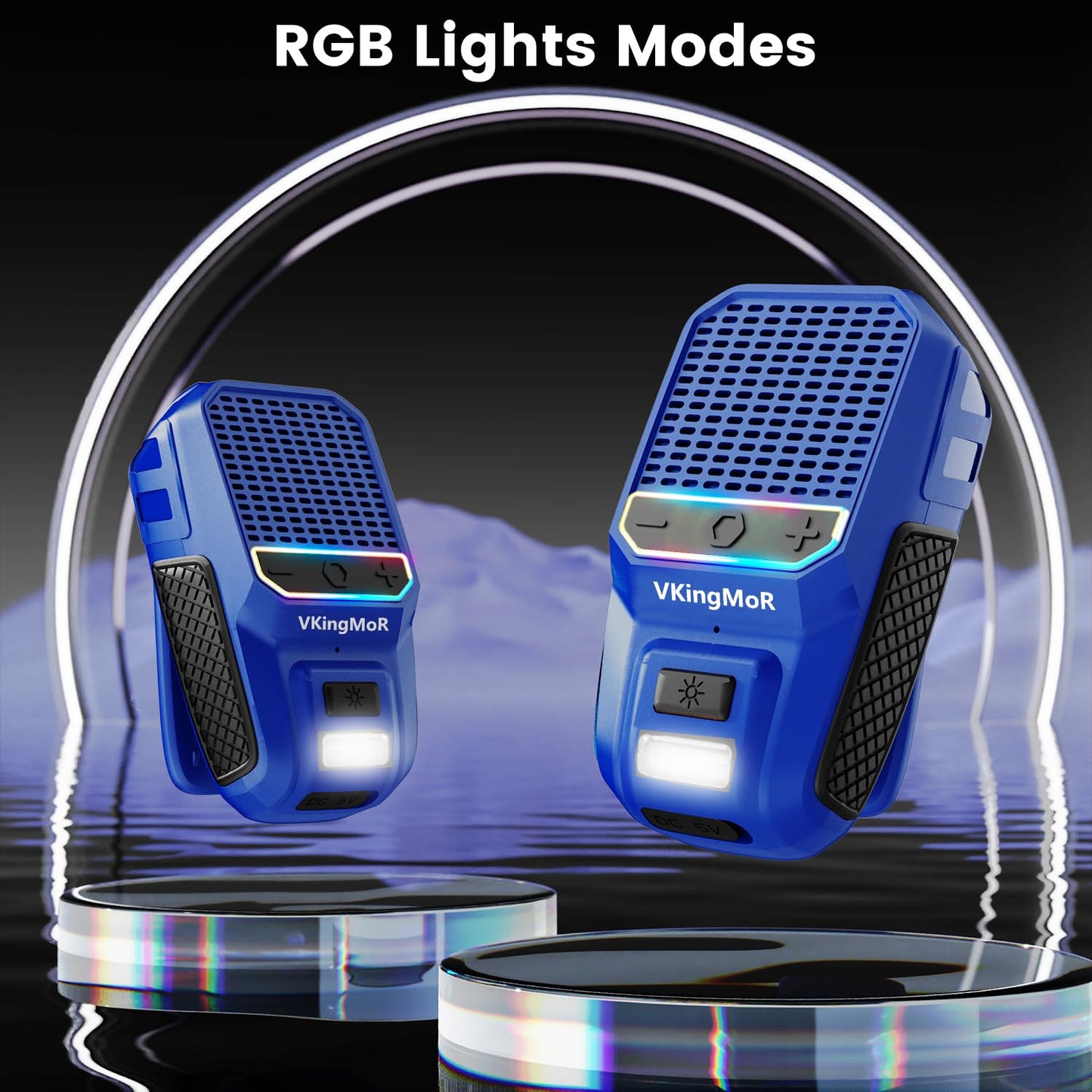 Wearable Bluetooth Speaker, Clip-On Portable Speaker with Built-in Mics Hands-Free Music and Calls for Hiking/Biking, Portable Bluetooth Speakers with LED Light, 15H Battery Life Speakers(Blue)