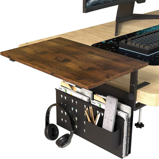 Desk Side Storage, No Drill Laptop Holder, Desktop Organizer with 20 lbs Heavy Duty, 14.9 Inches Desktop Extender Shelf, Table Hanging Storage, Desk Shelf for Office, Home