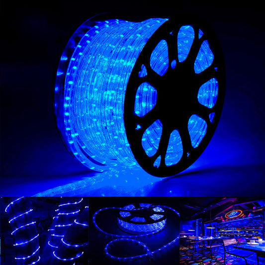 50ft 360 LED Rope Lights Outdoor, Connectable and Flexible Tube Lights with 8 Modes, Waterproof Indoor Outdoor LED Rope Lighting for Deck, Garden, Pool, Fences,Patio, Indoor Outdoor Decorations (Blue)