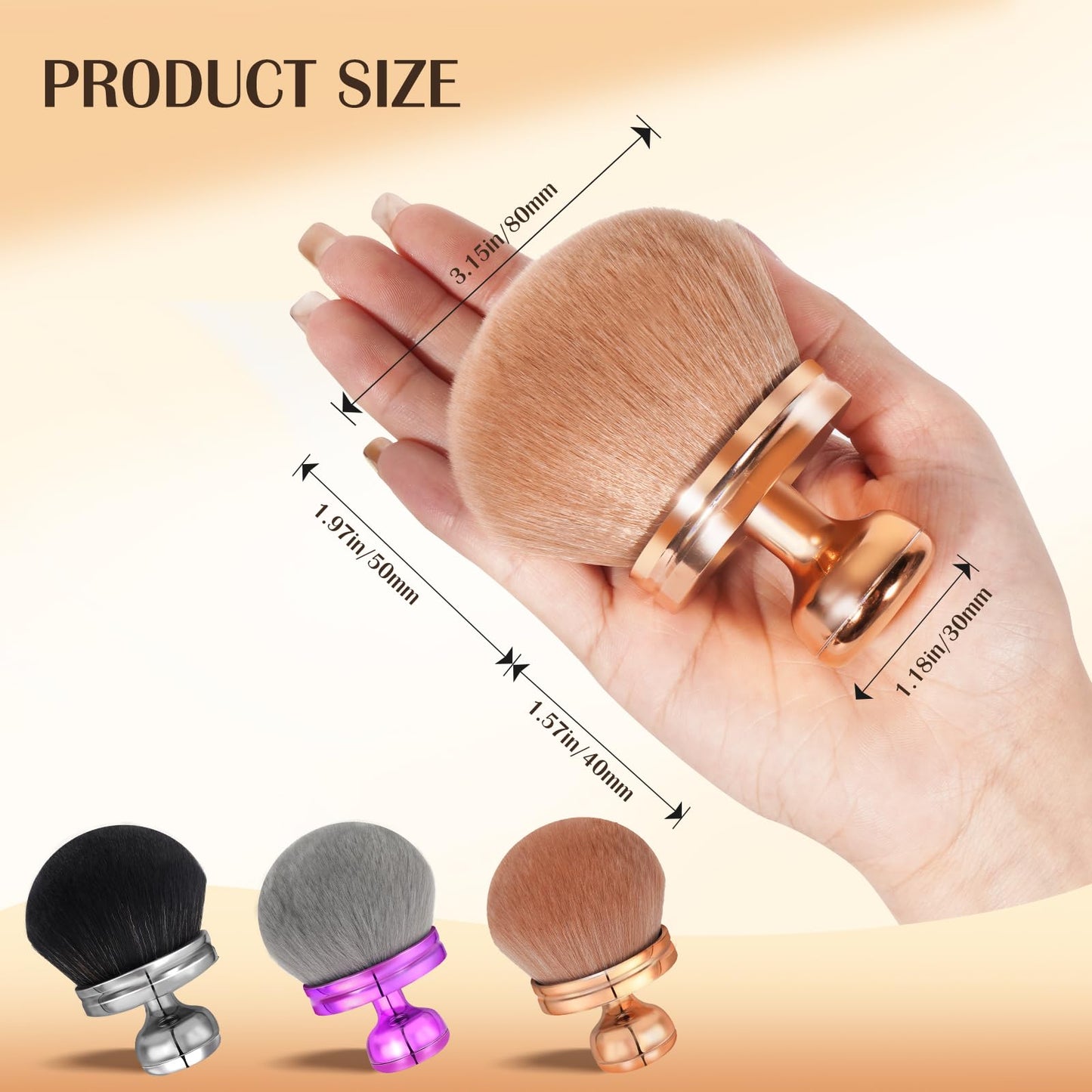 Extra Large Tanning Brush Self Tanner Brush 3.2inch Kabuki Tanning for Self Tan Back Applicator Wide-headed Blend Blur Body Makeup Kabuki Foundation Body Tanner With Drawstring Bag (Rose gold)