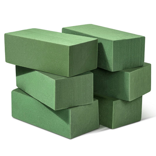 6 Pcs Floral Foam Blocks for Flower Arrangement (Larger Size 9” Lx4.3” Wx3” H) Wet and Dry Green Floral Foam for Wedding, Birthdays, Home Decorations