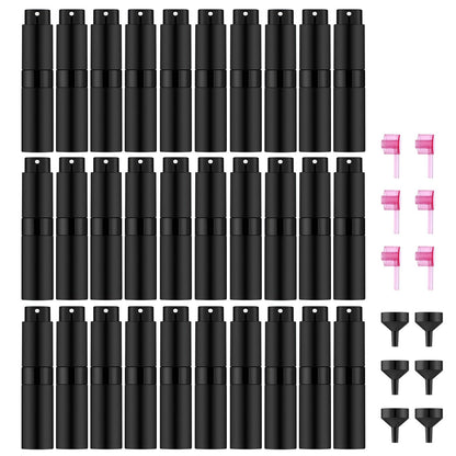 Lil Ray 8ml Portable Mini Perfume Atomizer(4 PCS)，Refillable Empty Small Spray Bottle for Travel, Twist Type Pocket Cologne Sprayer (Matte Black, Pink, Blue, Silver)