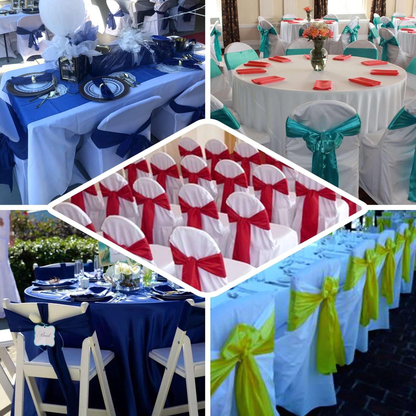 Efavormart 5 PCS Gold Polyester Chair Sashes Covers Tie Bows for Wedding Events Decor Chair Bow Sash Party Decor Supplies - 6x108