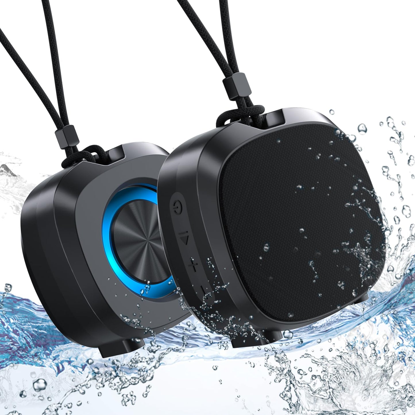 WUIUHOU Portable Bluetooth Speakers, RGB Lights TWS Speakers，Wireless IPX5 Waterproof Mini Speaker with Loud Stereo Sound,15 Hours Playtime, Rechargeable Battery, Black.