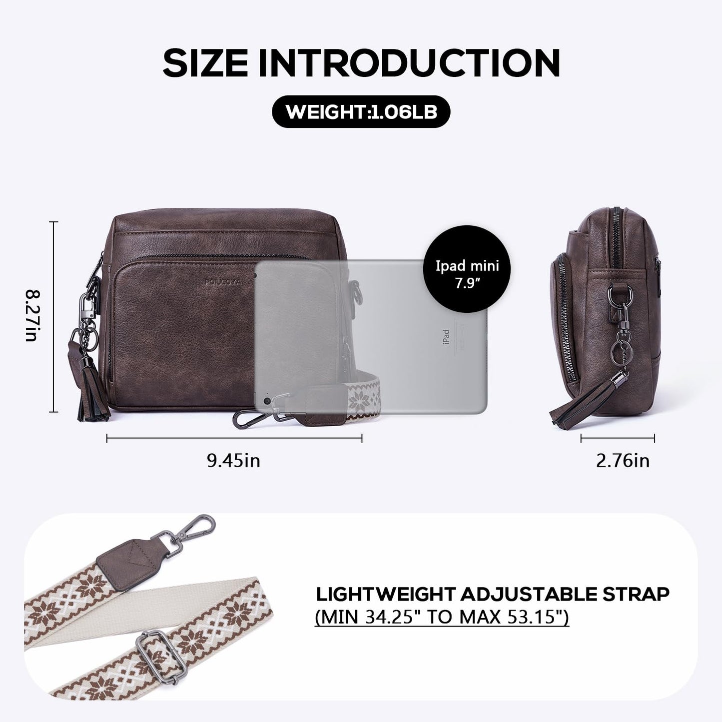 POIUGOYA Crossbody Purses for Women Trendy,Vegan Leather Medium Crossbody Bag,Women's Crossbody Travel Purse Built in Wallet