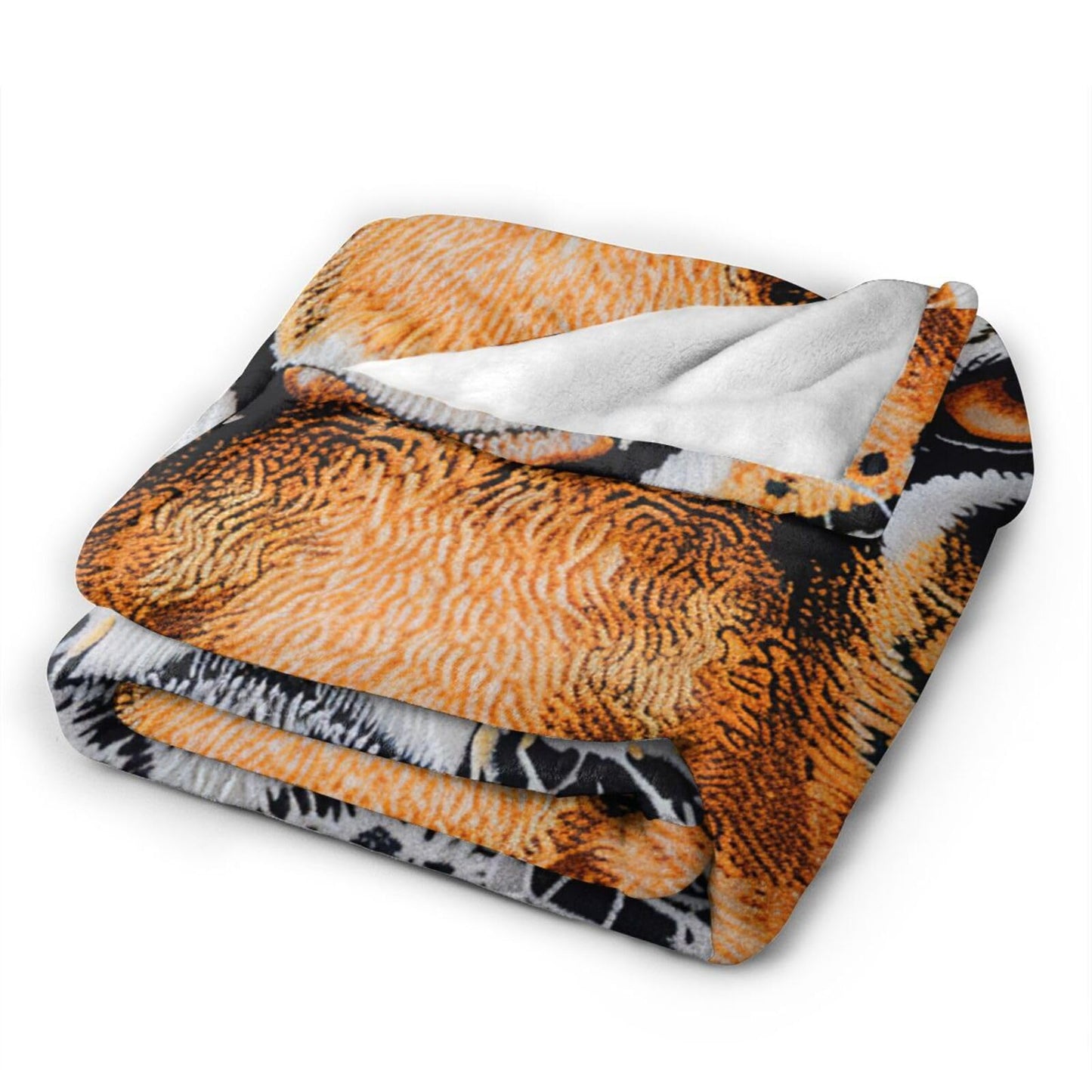 Tiger Print Throw Blanket - Cozy Flannel Soft Warm Plush Lightweight Bedding - Wild Animal Gifts for Girls & Women - 50"X40"