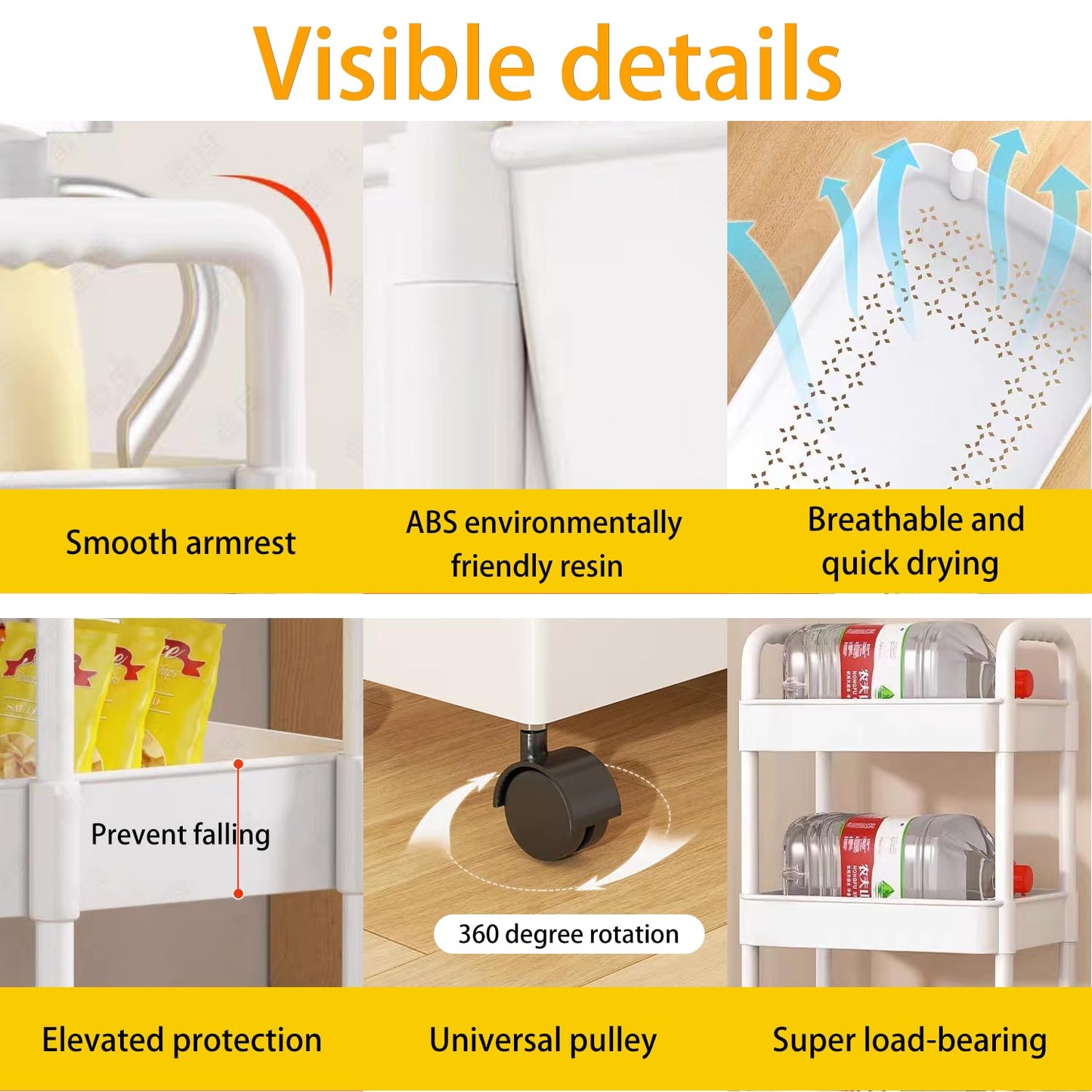 Baby Diaper Caddy, Plastic Movable Diaper Cart with Wheels Newborn Nursery Essentials Baby Diapers Organizer for Changing Table & Crib, Easy to Assemble, White