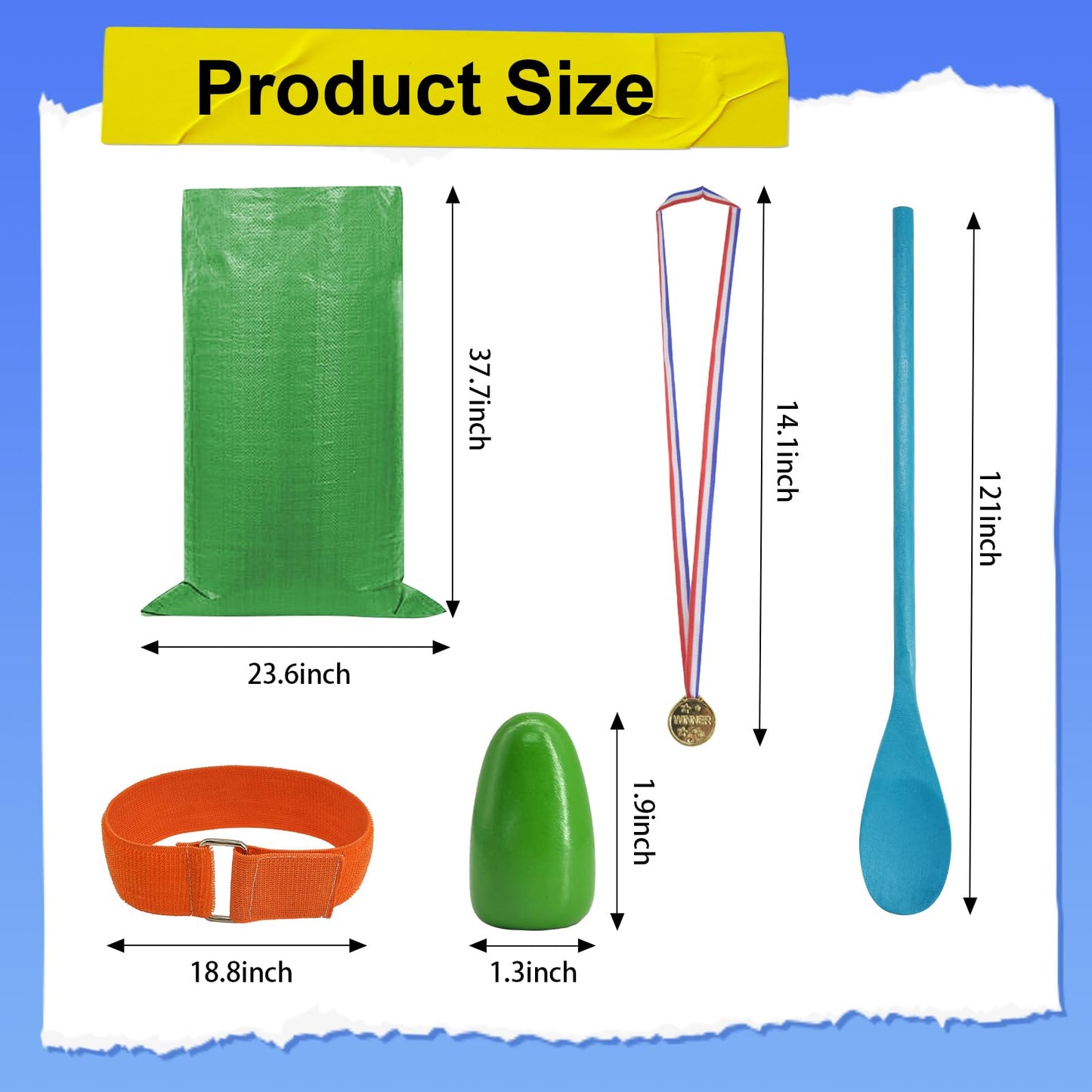 25 PCS Potato Sack Race Bags, Outdoor Games Sack Race Bags Set Includes 3-Legged Race Bands, Egg Spoon Relay Race, Plastic Medals, Carnival Outdoor Lawn Party Field Day Games for Adults & Family