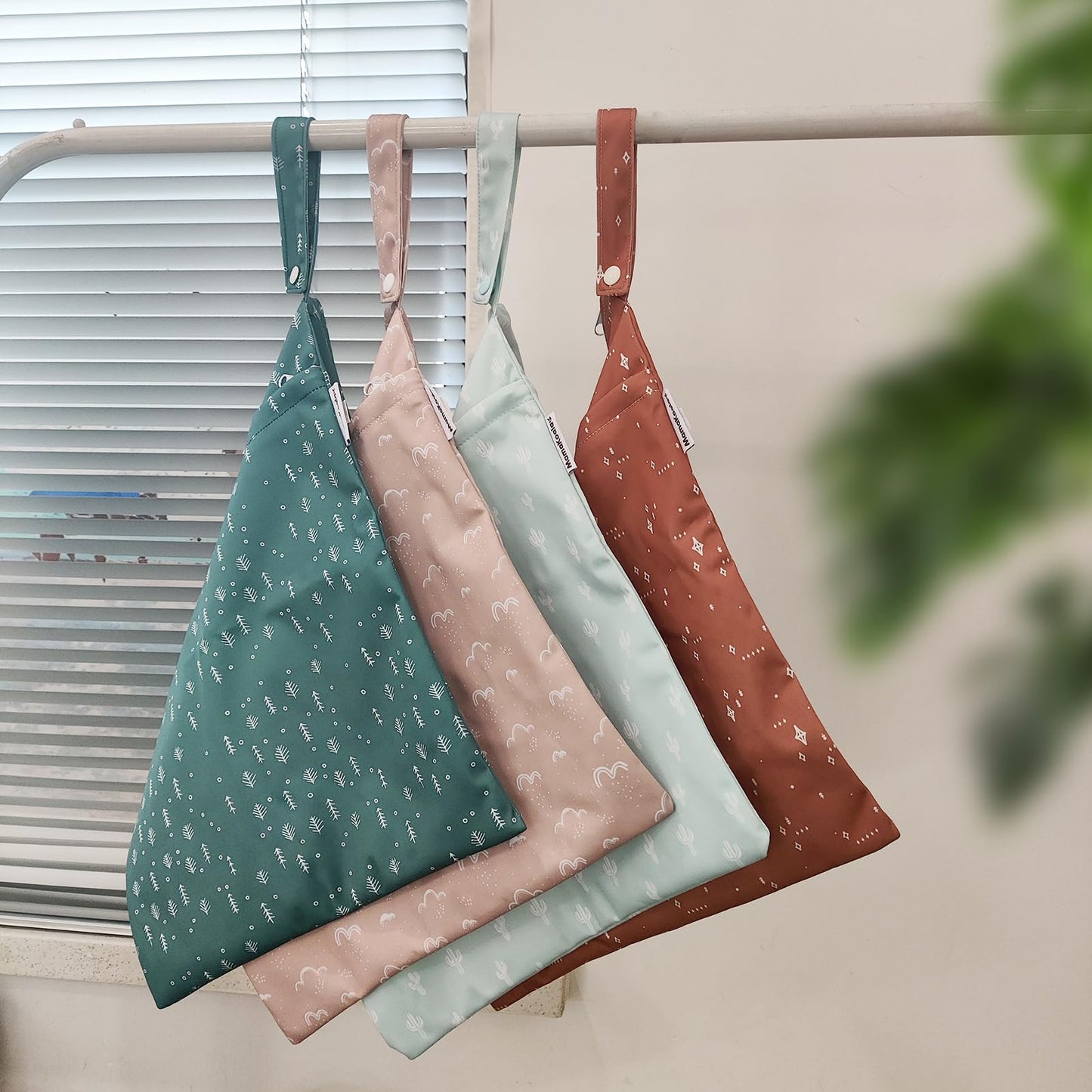 Mama Koala Waterproof Wet Dry Bags for Baby Items, Cloth Diapers, Swimsuits, Travel, Gym Clothes, Beach, Pump Parts, Toiletries, Two Zippered Pockets, 2 Pack (W016)