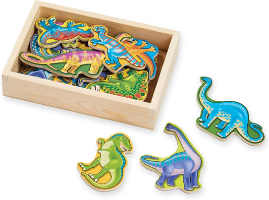 Melissa & Doug Magnetic Wooden Dinosaurs in a Wooden Storage Box (20 pcs)