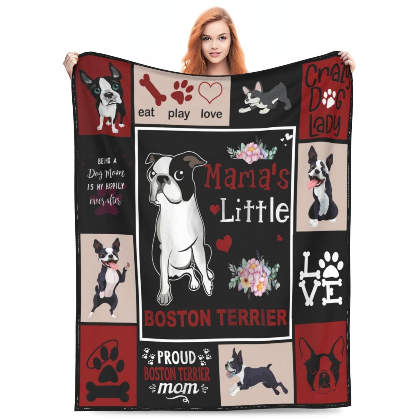 Boston Terrier Blanket Boston Terrier Gifts Throw Blankets Cozy Fleece Flannel Blanket Soft Warm Plush Lightweight Blanket Dog Gift for Couch Sofa Bed for Women Girls 40"X50"