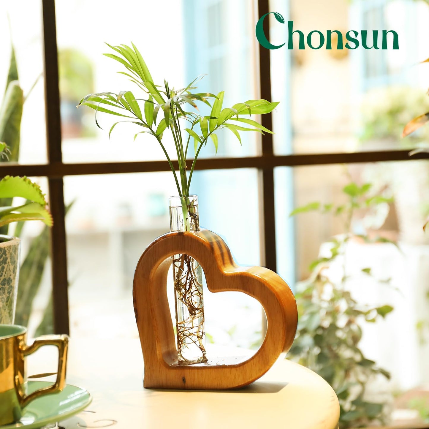Chonsun Plant Propagation Stations Plant Terrariums Wall Hanging Planters Plant Stand Indoor with Glass Test Tube Plant Wall Decor Gifts for Girl Women Mom