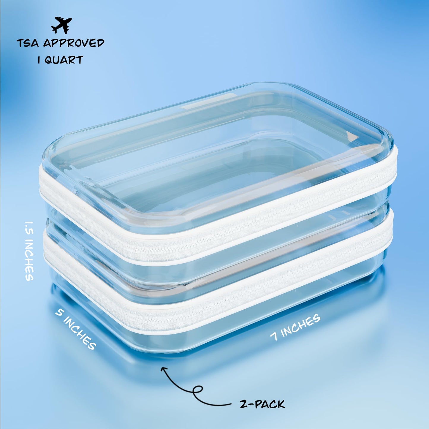 Clear Zipper Pouches Hard Shell - Transparent Storage Bins for Home Organization - Stackable Zippered Pencil Case to Organize Playroom Toy Bin - TSA Approved Toiletry Bag Travel Bags for Toiletries