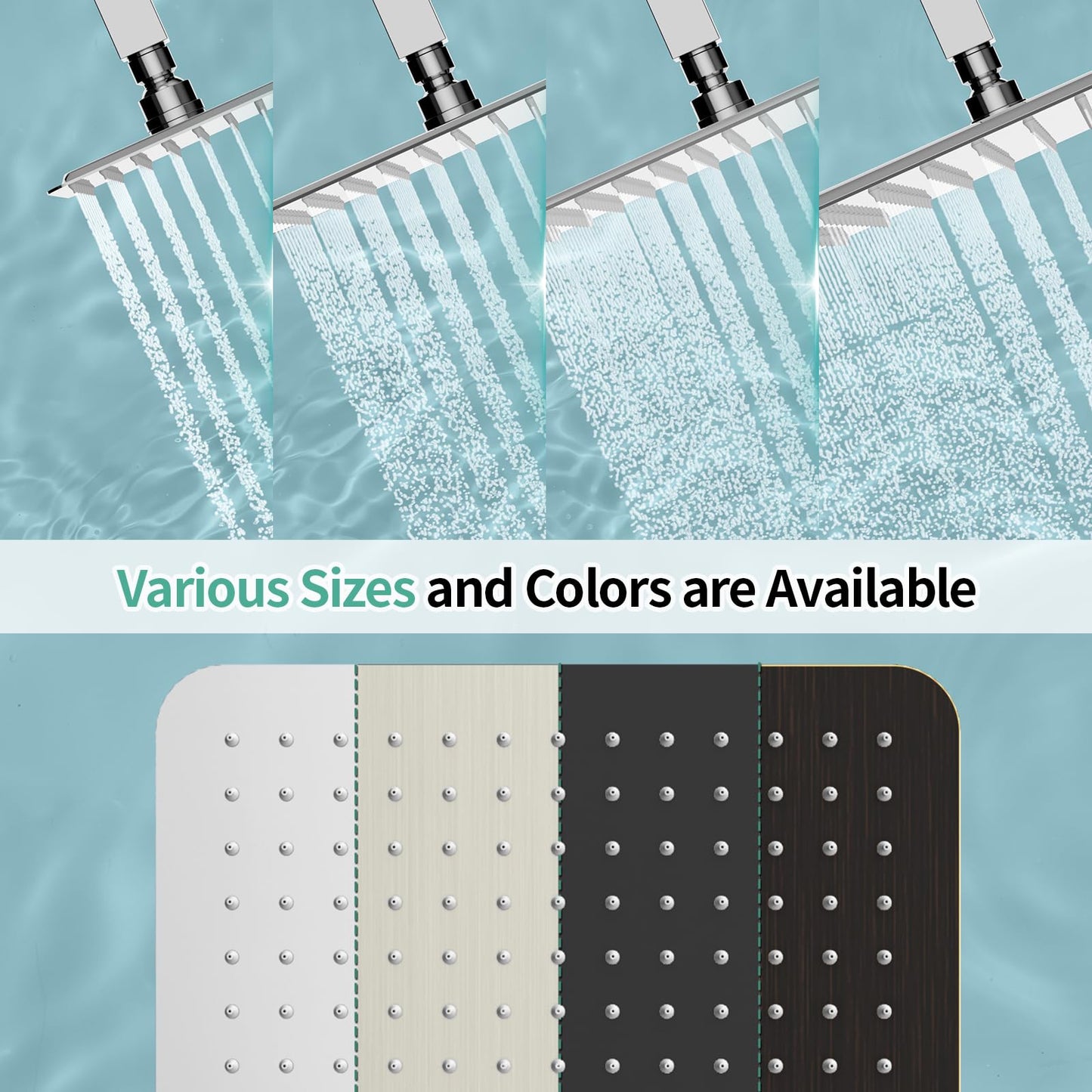 SR SUN RISE Luxury 12 Inch Large Square Stainless Steel Shower Head High Pressure Rainfall Showerhead Ultra Thin Water Saving Polished Chrome