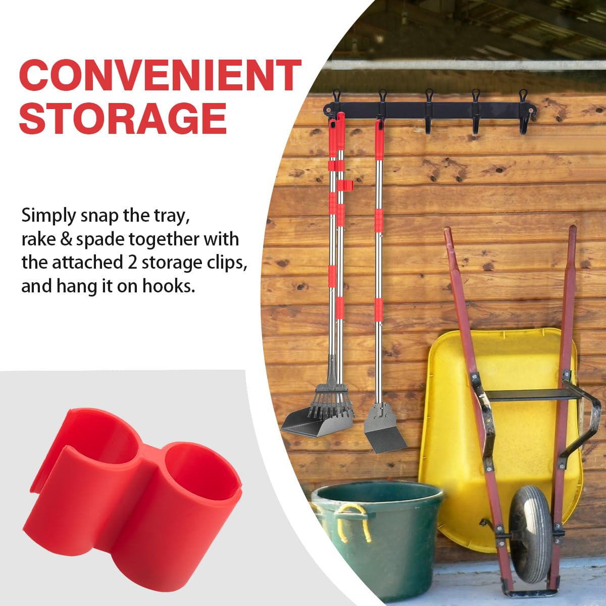 FUSBUNTY Pooper Scooper, Long Handle Dog Pooper Scooper, Heavy Duty Stainless Steel Rake with Tray & Spade Set for Pet Waste Removal, for Grass, Dirt or Gravel