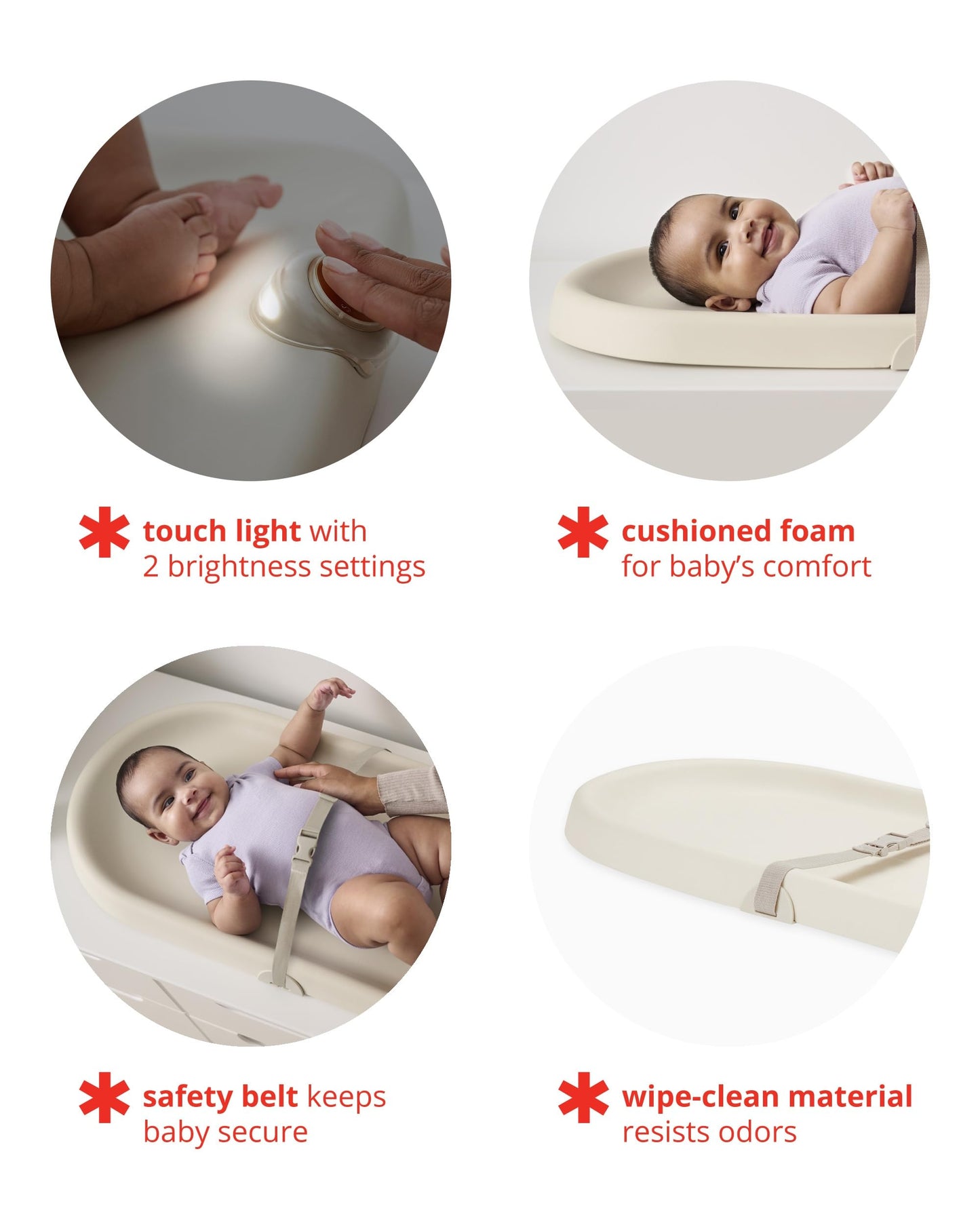 Skip Hop Baby Changing Pad Nursery Style Light-Up Wipeable and Contoured with Cushioned Foam Fits Standard Changing Tables Oat