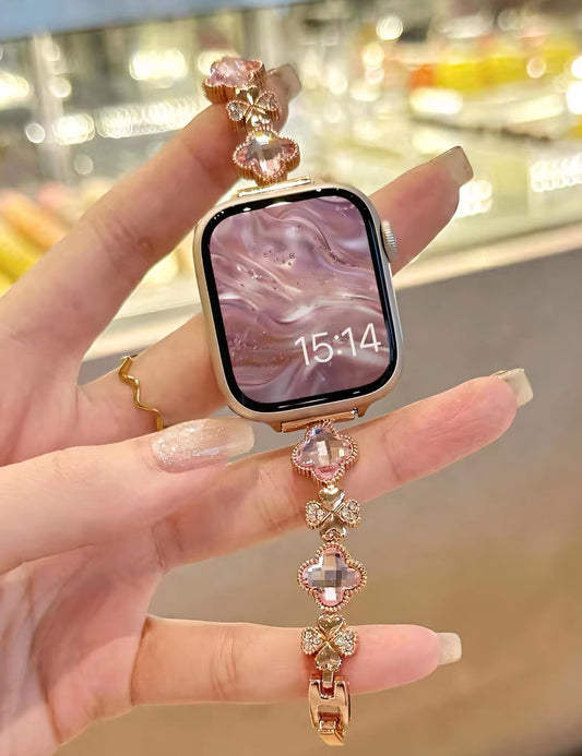 QWEFJ Diamond Bling Watch Band Compatible with Apple,for Watch Band 38mm 40mm 41mm 42mm 44mm 45mm, Women Luxury Metal Bracelet with Rhinestone Bumper for iWatch Series 9/8/7/SE/6/5/4/3/2/1