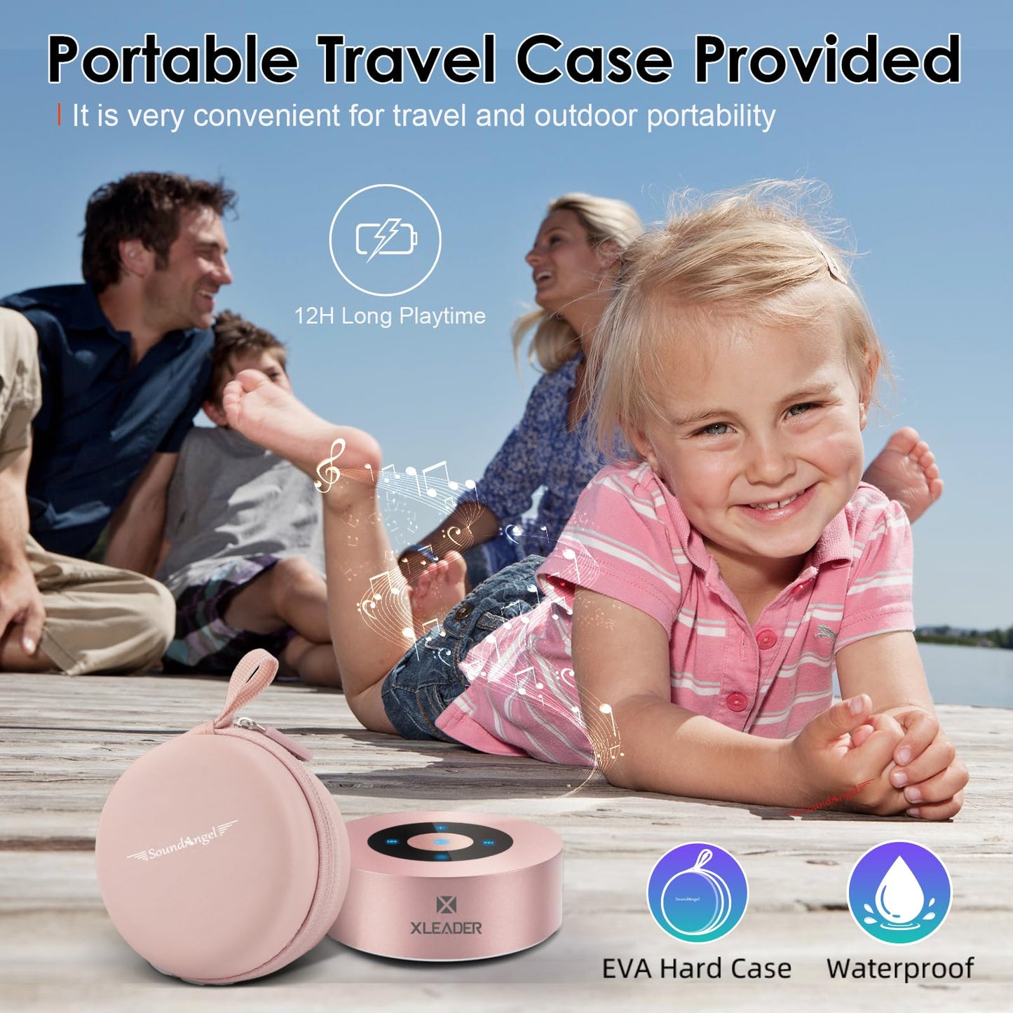 XLEADER [Smart Touch] Mini Bluetooth Speaker SoundAngel A8 (3rd Gen) Premium Rose Gold with Portable Waterproof Case Mic TF Card Aux, for iPhone iPad Shower Electronic Christmas Xmas Gifts