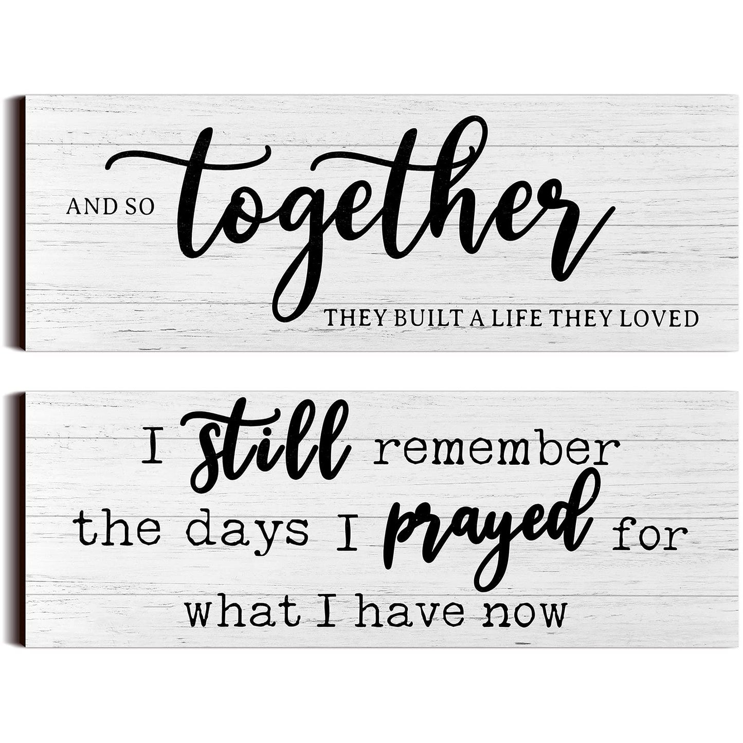 I Still Remember The Days I Prayed Modern Farmhouse Decor Rustic Wood Sign and So Together They Built a Life They Loved Rustic Wood Family Wooden Plaque Signs for Women(White)