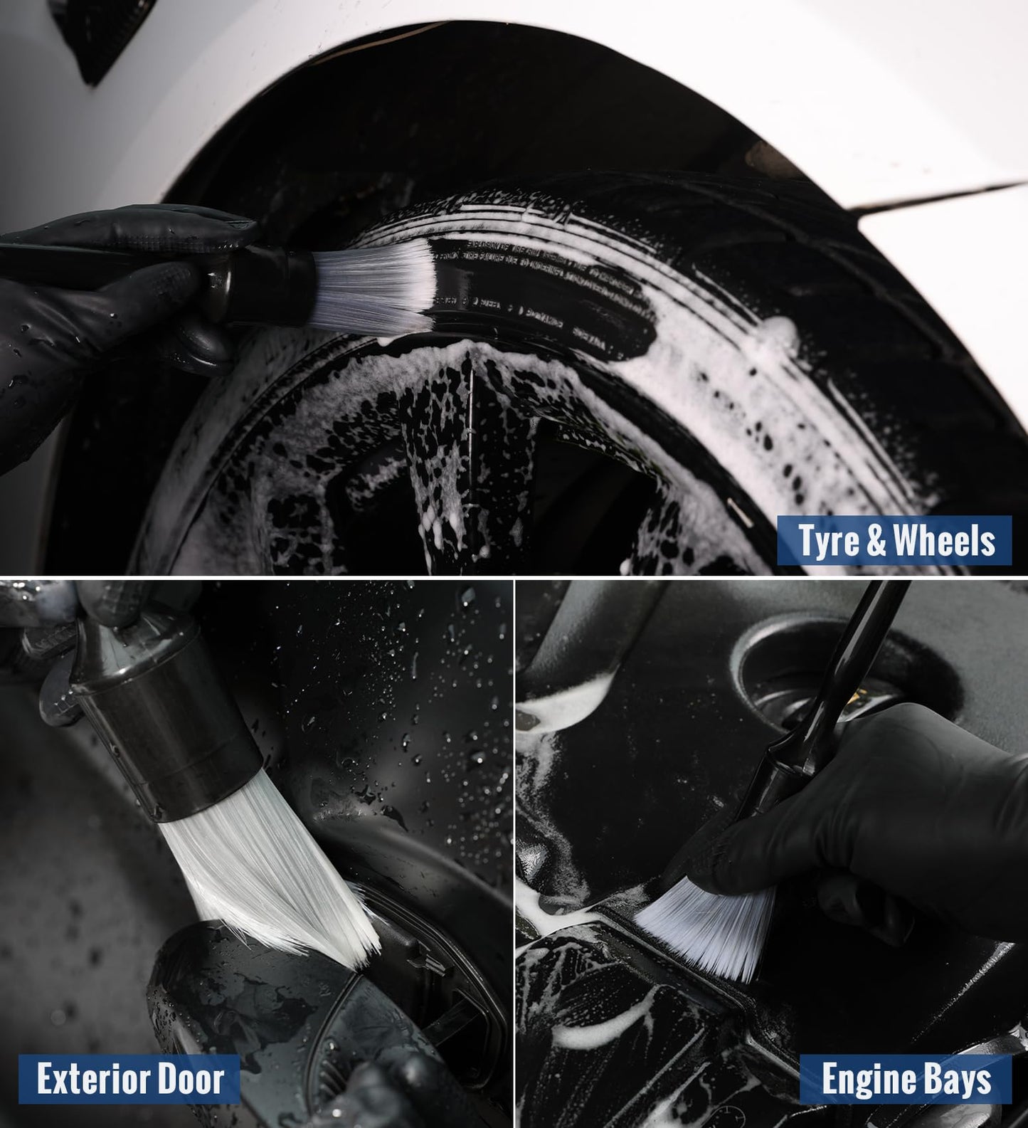 Birbenben Car Exterior and Interior Detail Brushes, Scratch Free Auto Cleaning Brush Kit, Soft Synthetic Bristles Detailing Brush, Car Care Cleaner Duster Supplies Set for Vehicles Wheels, Vent