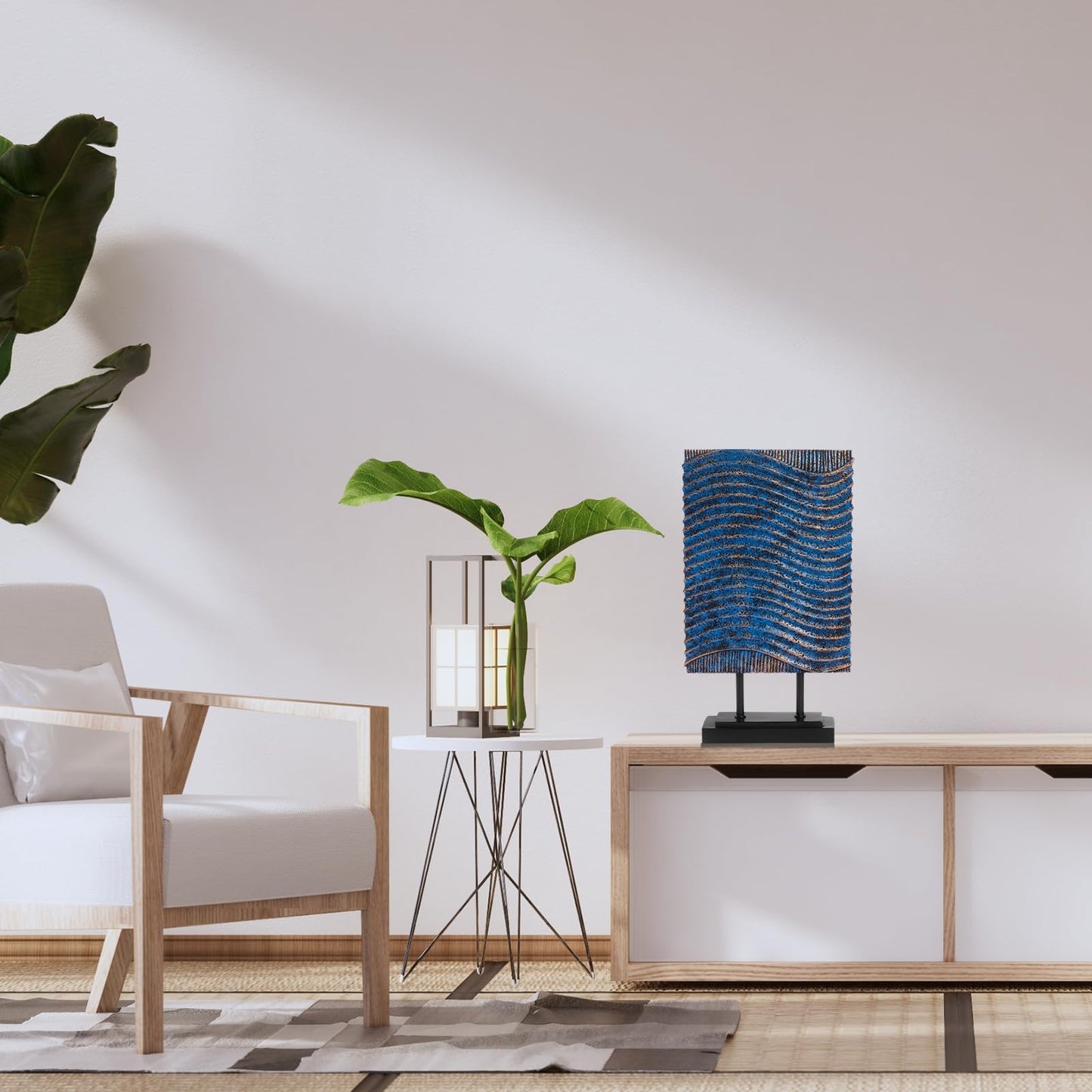 CECEQU Modern Sail Statues | Abstract Decorative Sculptures, Decor Items for Home Decor Accents, Ideal for Office, Living Room, Entry Table, Tabletop, Above Cabinet Decorations (Blue Vertical Bar)