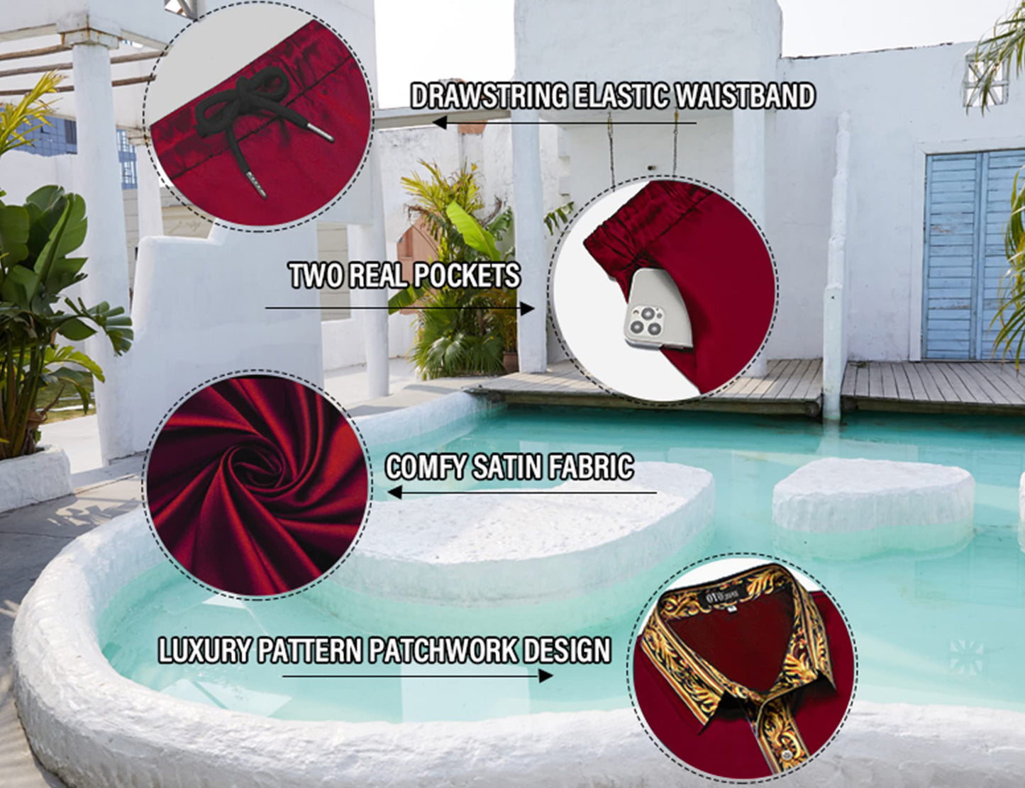 OYOZONE Beach Shorts and Hawaiian Short Sleeve Silk Dress Shirt for Men Summer Outfits