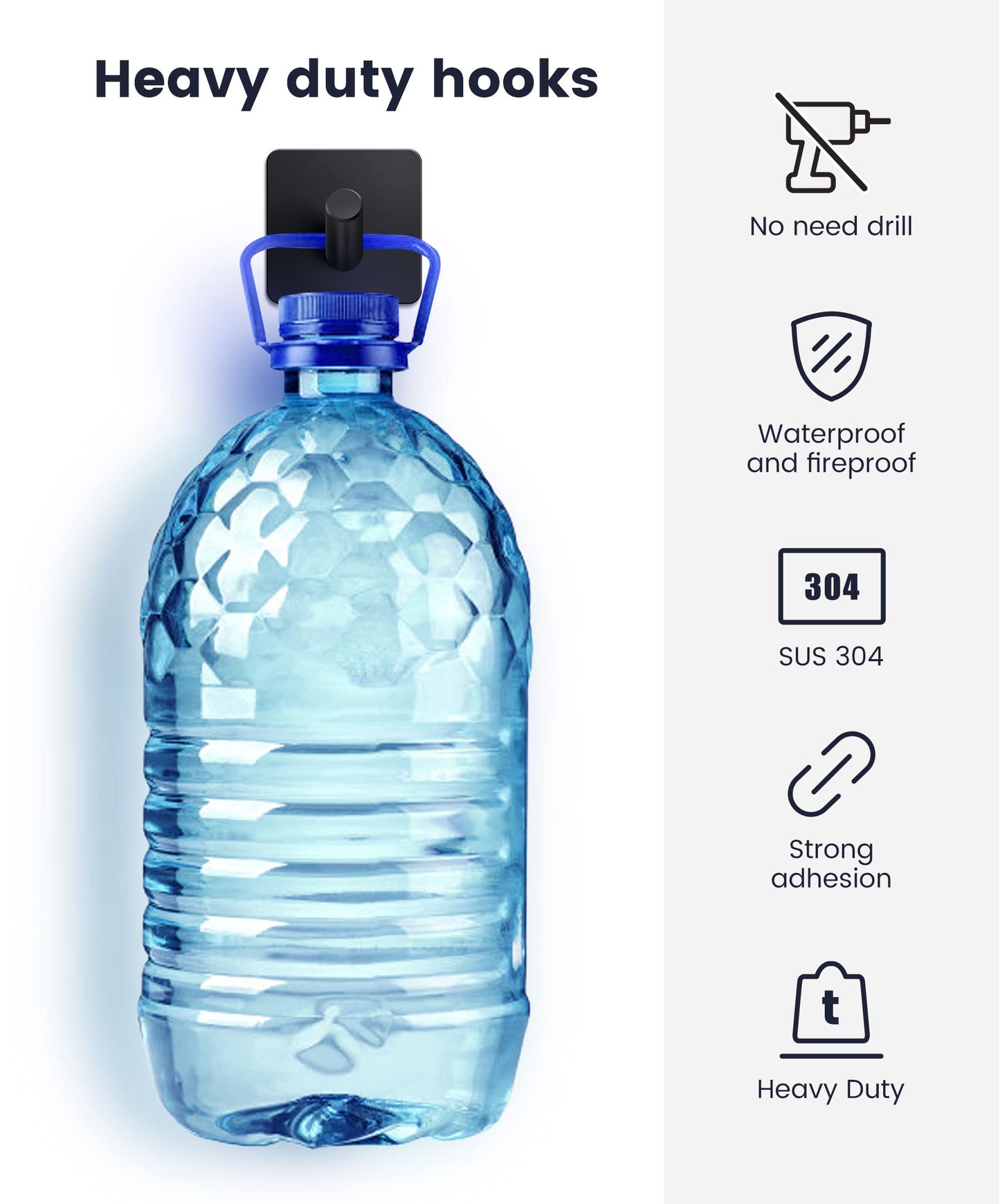 xdgeLoad Bath Towel Hooks 4 Pack, Heavy Duty Wall Hooks for Bathrooms/Coat/Robe/Kitchen, Non-Punching self-Adhesive Hooks, Matte Stainless Steel Black