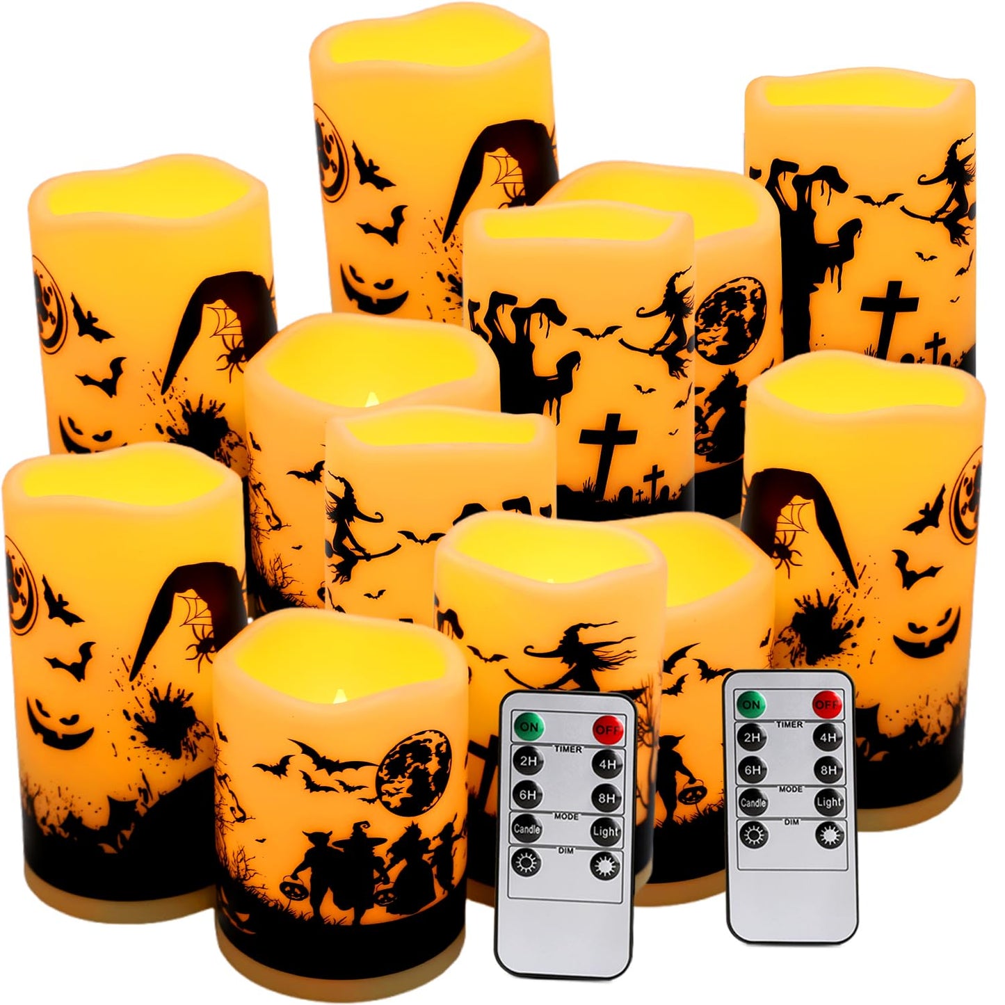 ECLHTLNY 12-Pack Waterproof -Flameless Led Candles，Remote Control and Timer Functions for Halloween and More Decorations（3 Sizes）