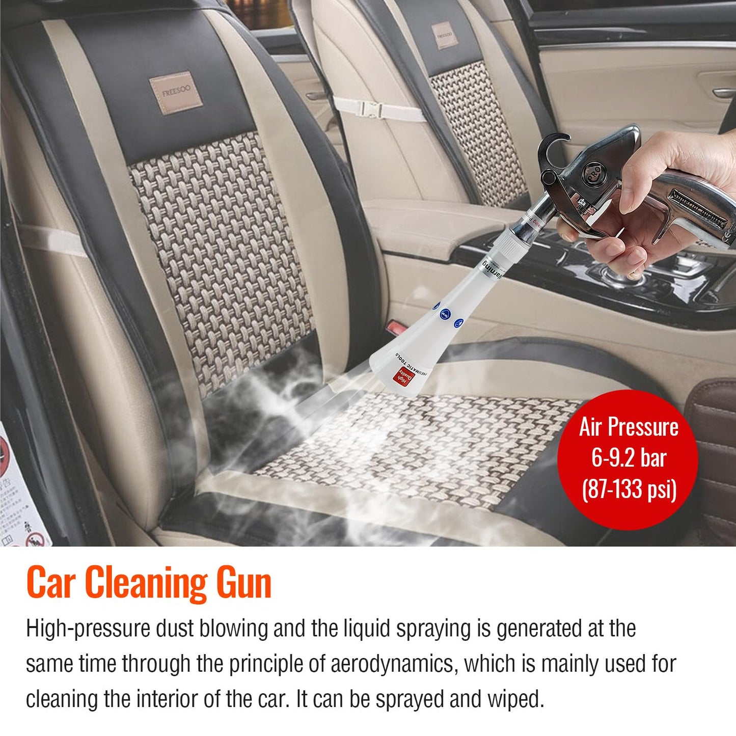 Bqweun Aluminium Car Cleaning Gun with Tapered Nozzle, Air Blower for Car Detailing, Air Blow Blower Gun for Detailing, Car Detailing Tools, Used for Cars, Velvet, Furniture and Carpets