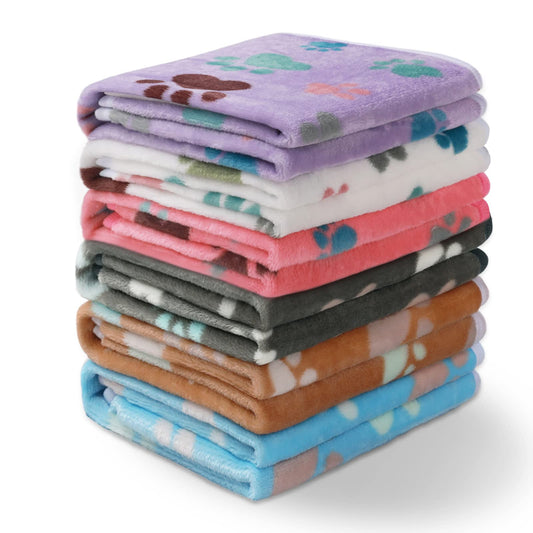 Luciphia 1 Pack 6 Dog Blankets Cat Soft Fluffy Fleece Pet Blanket Warm Cute Print Design Puppy Kitten Doggy Paw Small(23"x16")