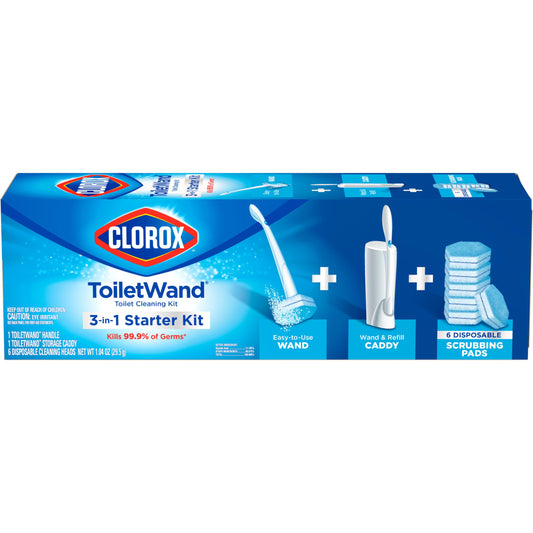 Clorox Toilet Wand Toilet Cleaning Kit, ToiletWand, Caddy and 6 Refills (Pack May Vary)