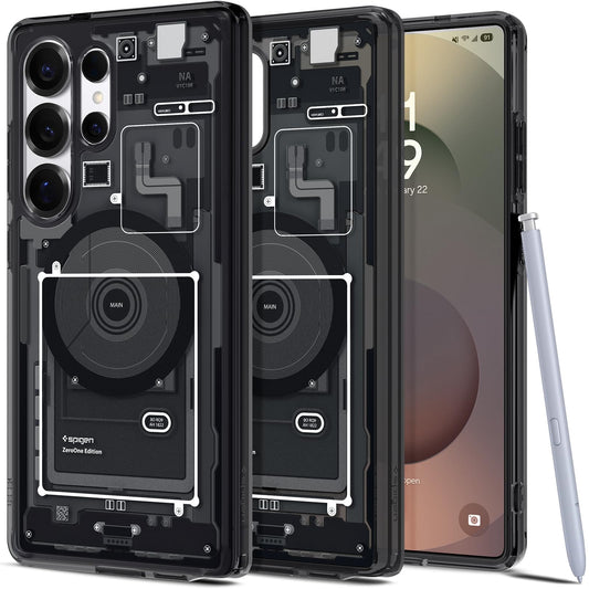 Spigen Ultra Hybrid MagFit Designed for Galaxy S25 Ultra Case [Qi2 Certified/Magnet for Galaxy] (2025) - Zero One Black