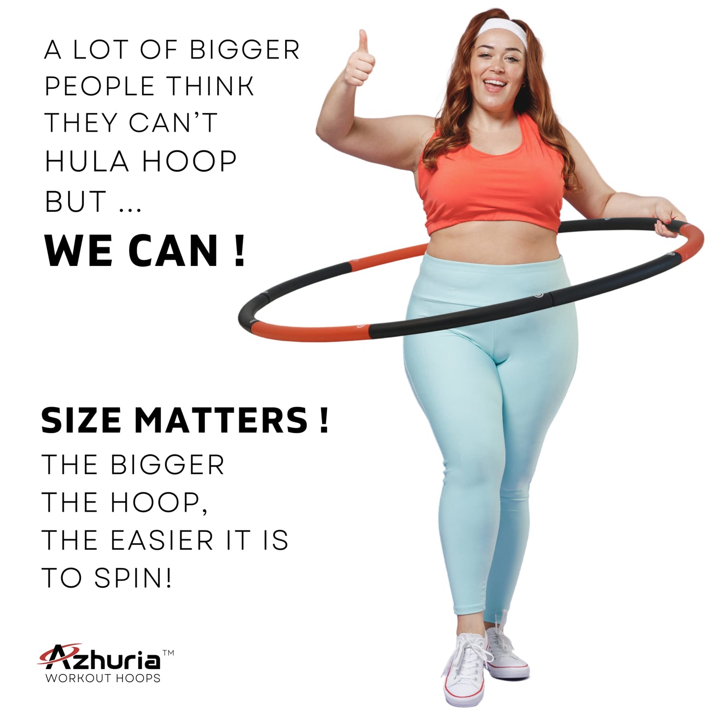 Weighted Hula Hoop Plus Size | 3.2lb weight, 43in diameter | Extra Large Hula Hoop for Adults Weight Loss | Easy to Spin, Soft Padding | Exercise Hoop for Beginners & Advanced Hoopers (Red, Black)