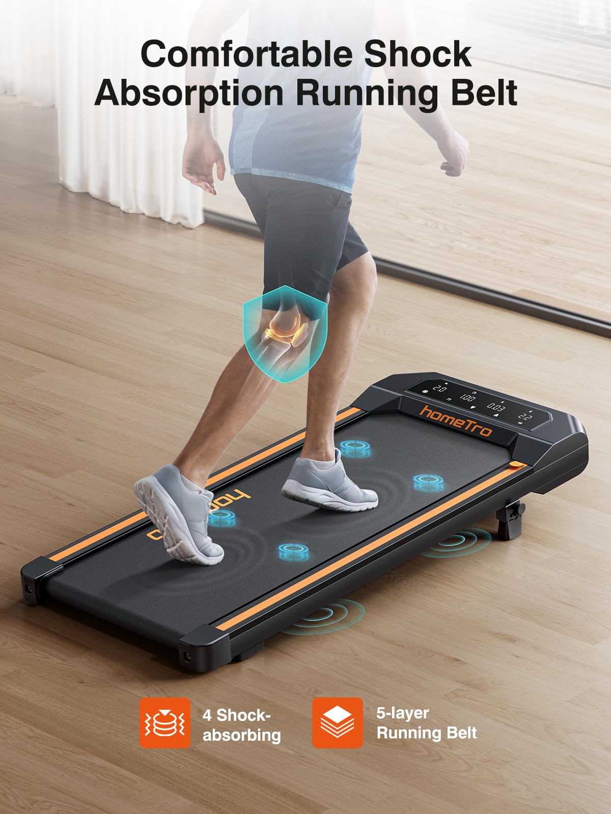 Walking Pad with 7% Incline,2.5HP Compact Treadmill for Home/Office,0.5-5 MPH Portable Under Desk Treadmills 300lbs Capacity for Jogging/Running,with LED Display/APP&Remote Control,Assembly Free