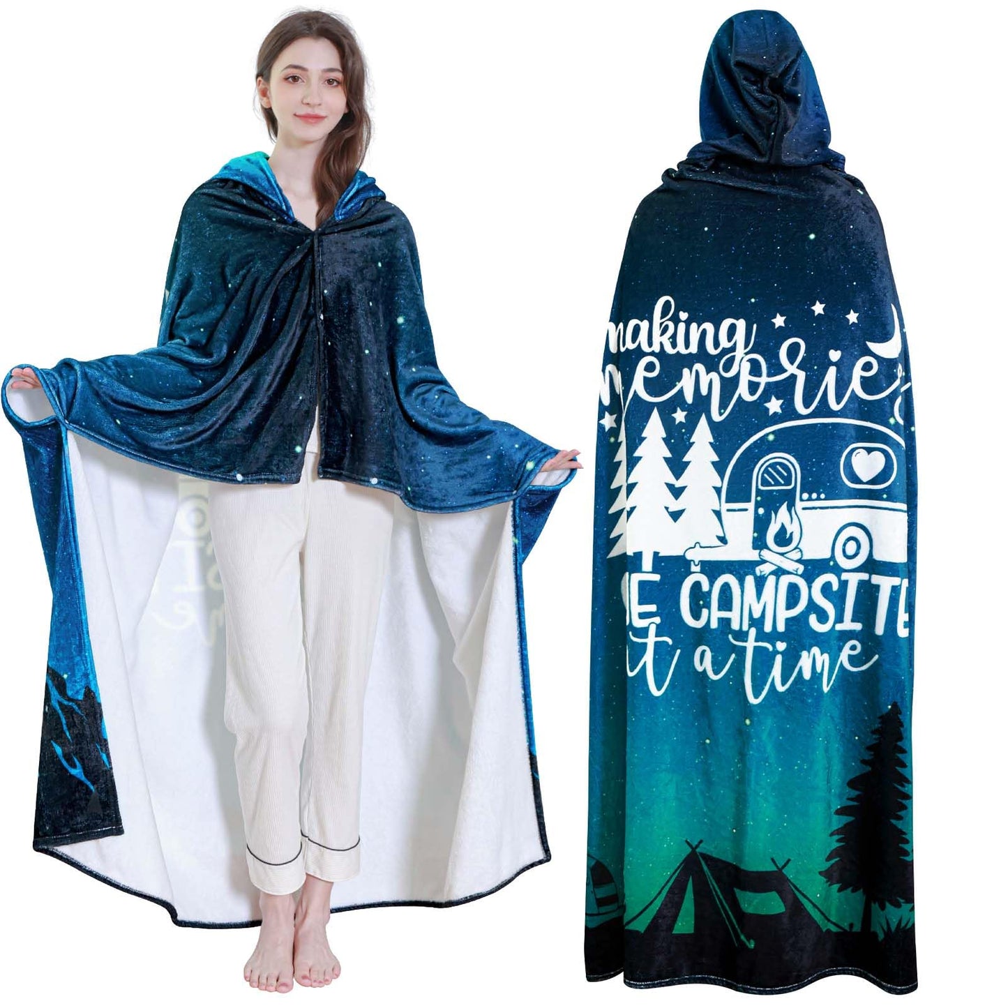 Camping Wearable Blanket Hoodie - Camping Gifts for Women Men - Camper Blanket Gift for Camper Outdoor - Camping Essentials Accessories - Camp Decor for Bedding RV Campsite Travel Hiking 70"x60"
